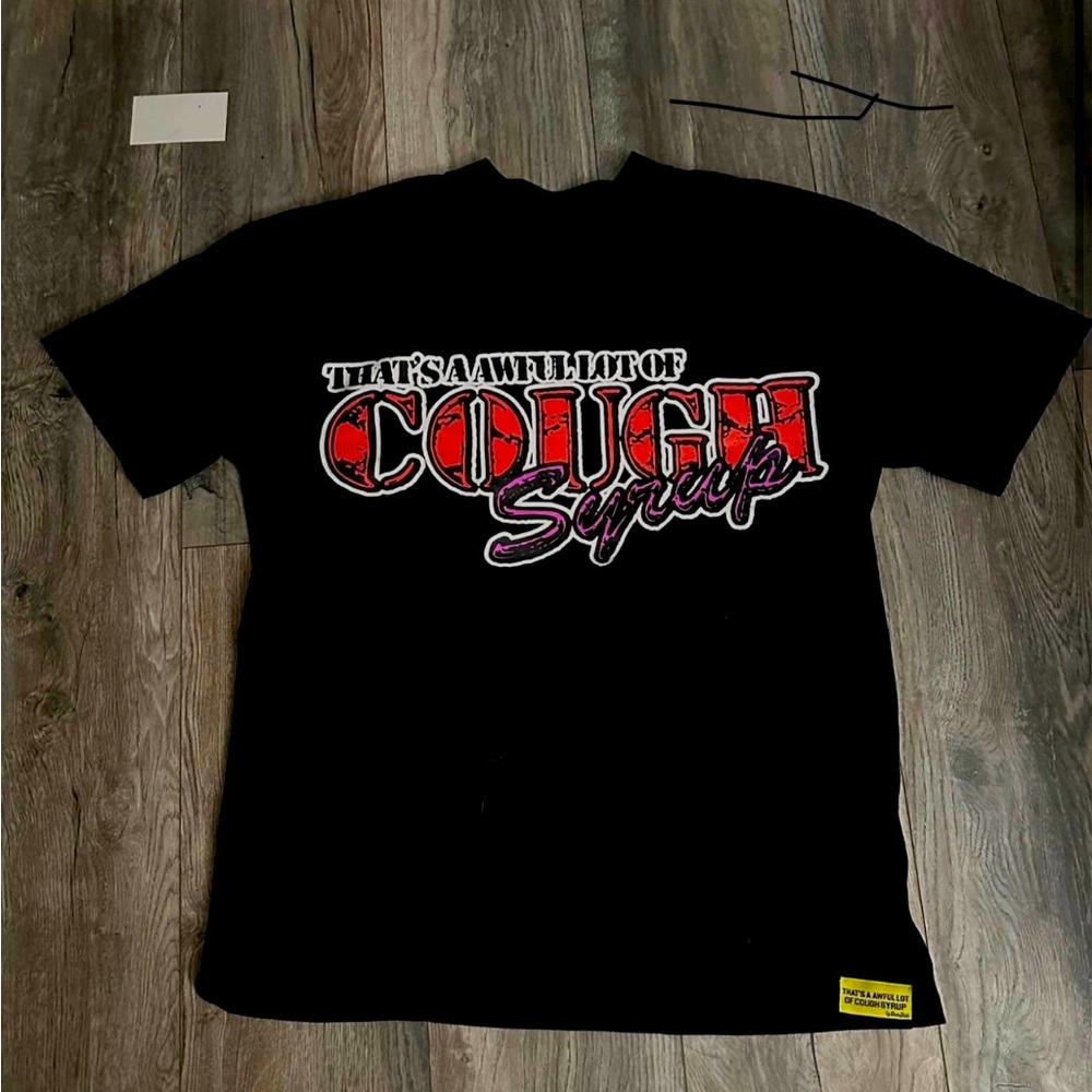 Black Tee with Red and Purple Graphic